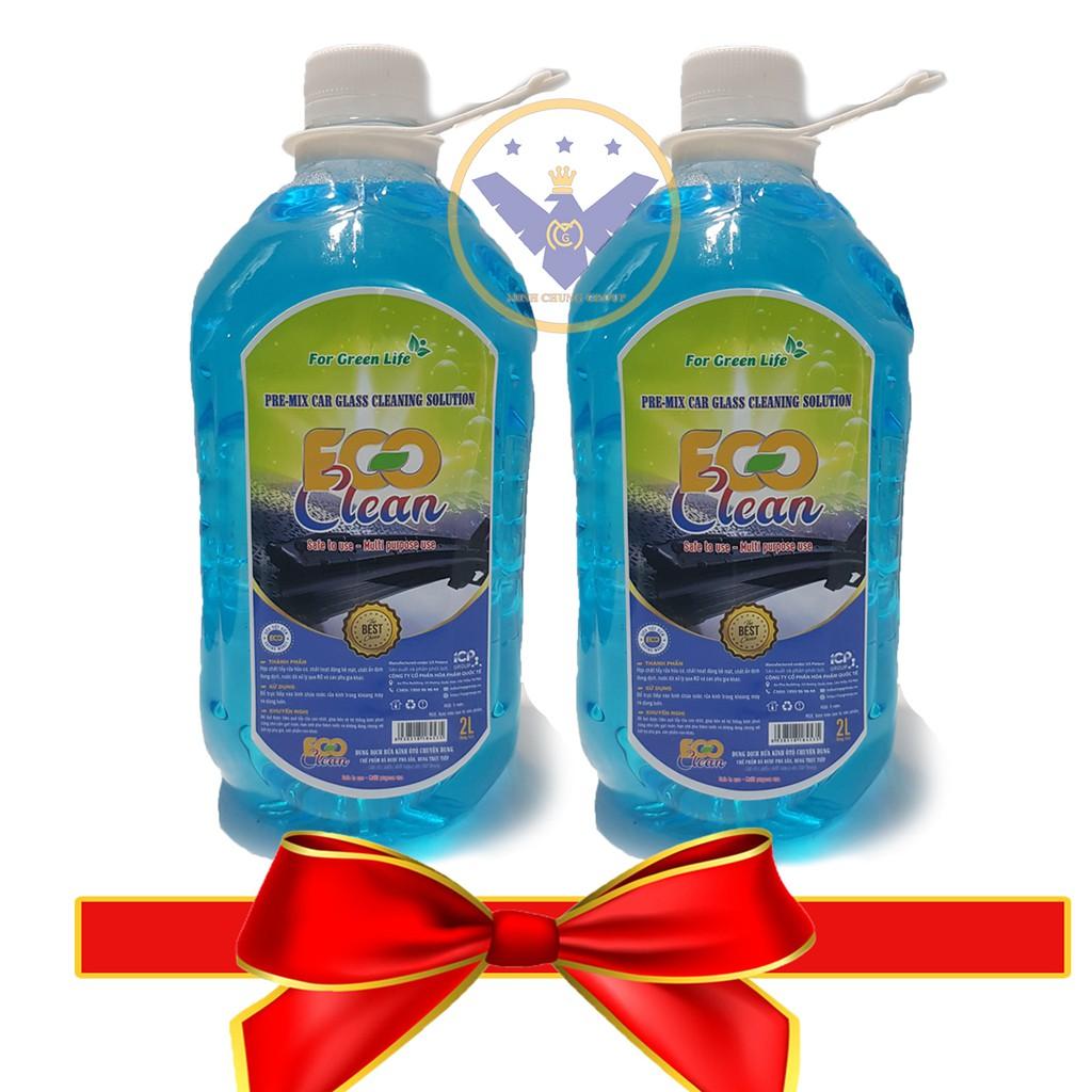 COMBO 2 nước rửa kính ô tô siêu sạch đậm đặc ECO Clean bình 2L