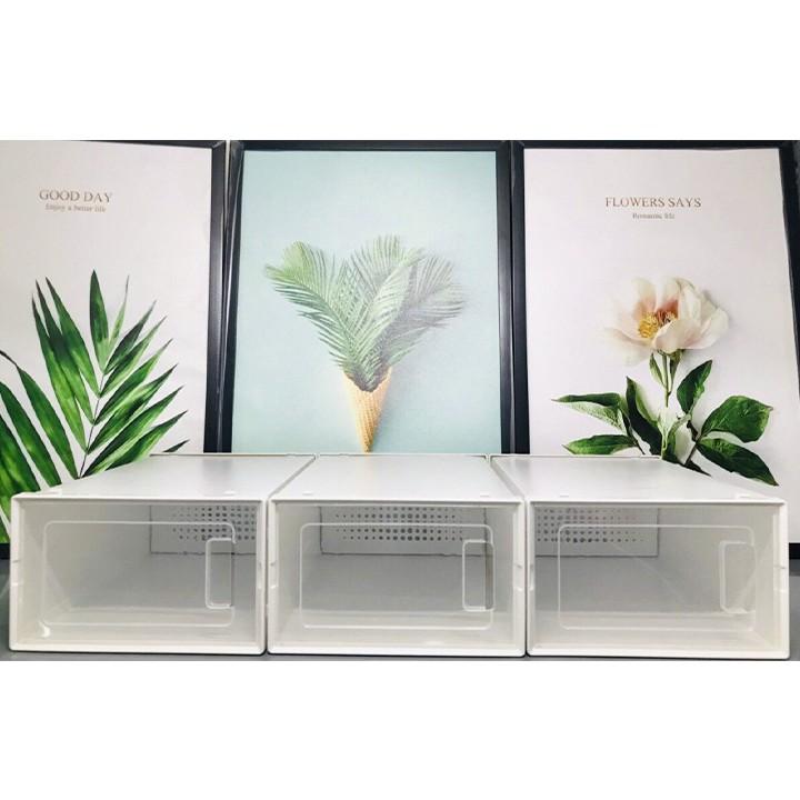 Hộp Nhựa Đựng Giày Nắp Cứng Trong Suốt Cửa Ngang, Tủ Giày Lắp Ghép Có Lỗ Thông Thoáng Khí