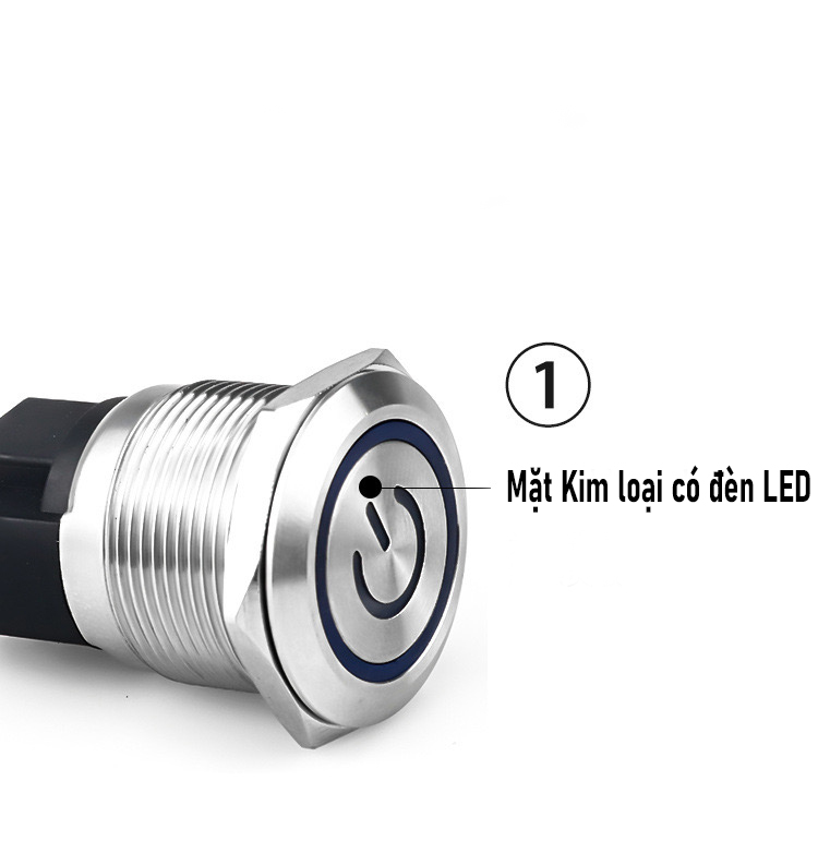 Công tắc nguồn Inox nhấn giữ tự khóa 22mm, Self-Lock (3-24V, 110-220V) Chịu nhiệt, Chống thấm nước