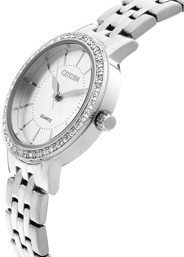 Đồng Hồ Nữ Citizen Đính Đá Swarovski Dây Thép Không Gỉ EL3040-80A - Mặt Trắng