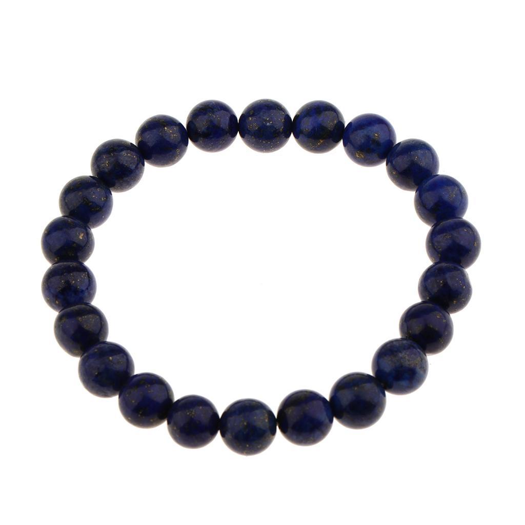 Men's Women's 8mm Natural Gemstones Lapis Lazuli Beads Bracelet Adjustable