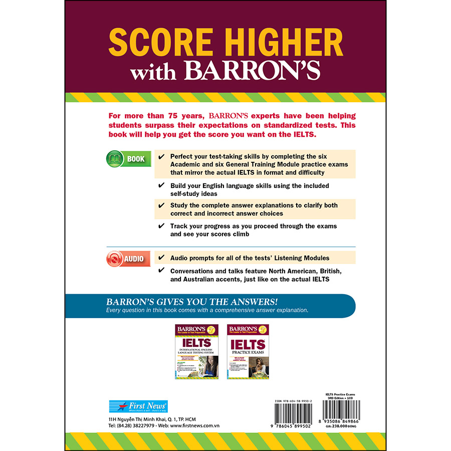 Combo 2 Cuốn :  Barron'S_IELTS Practice Exams 3rd Edition + Essential Words For The IELTS 3rd Edition (Tái Bản)