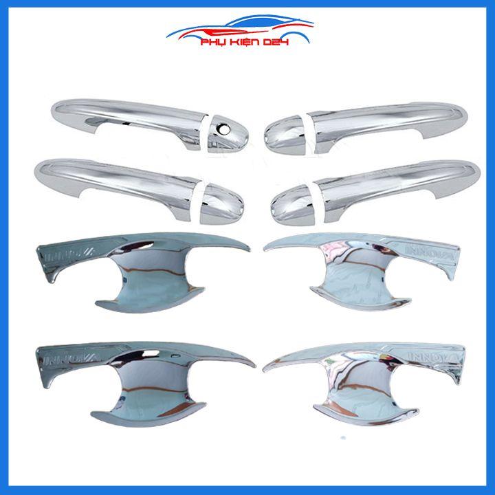 Ốp tay hõm Innova 2017-2018-2019-2020-2021 vân carbon, mạ crom chống trầy bảo vệ cửa xe ô tô