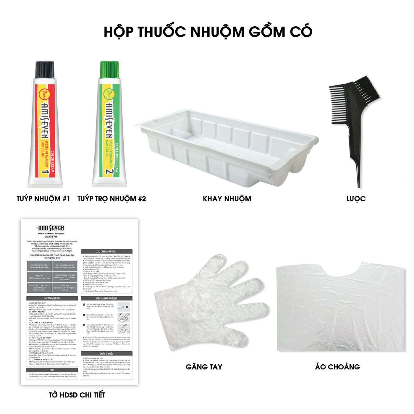 Gội nhuộm phủ bạc Hương Hoa Quả #7 Hạt dẻ sáng Hàn Quốc + Tặng nhíp Hàn Quốc