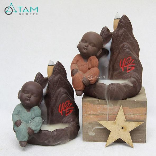 Thác khói trầm hương để bàn chú tiểu ngồi ngủ PH-TKTH-04