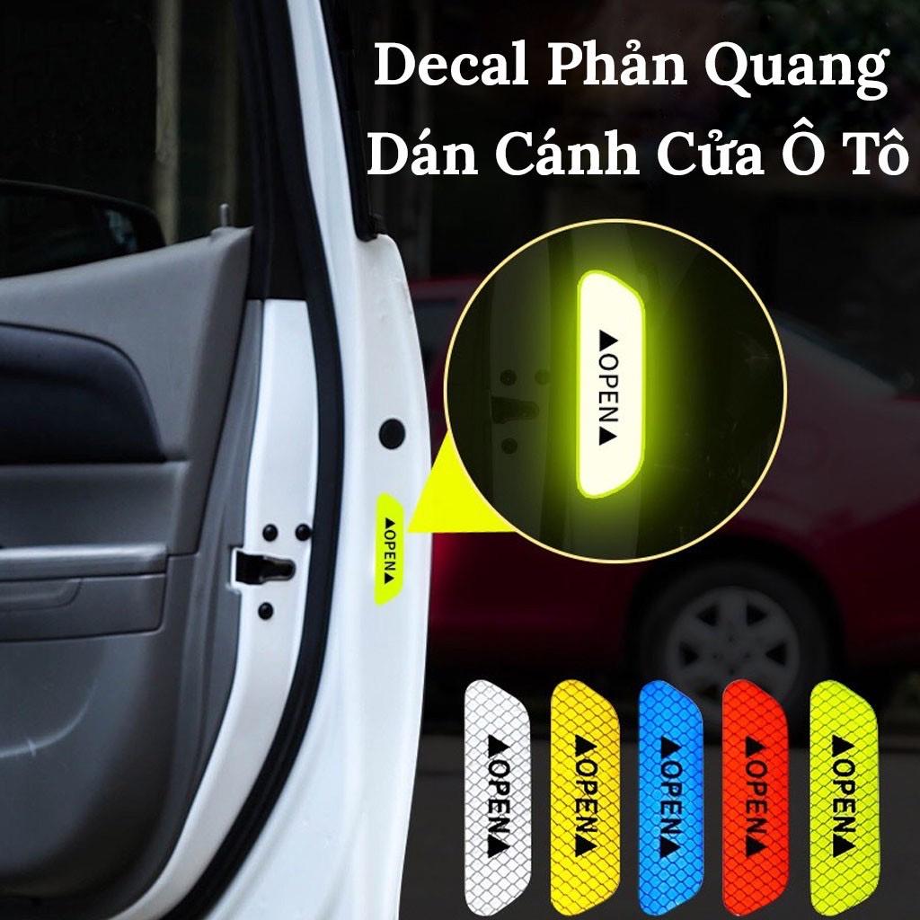 Bộ 4 Miếng Tem Dán Phản Quang - Open - Cảnh Báo An Toàn Khi Mở Cửa Xe Ôtô Cho Người Đi Đường Phía Sau. TakyHome 9700