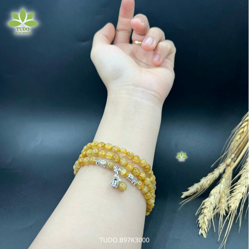 Vòng Tay Nữ Đẹp - Vòng Phong Thủy Mệnh Kim Thổ TUDO VCBTATV B97K3000 AG925 Charm Vương Miện, Tóc Vàng - Sự Nghiệp