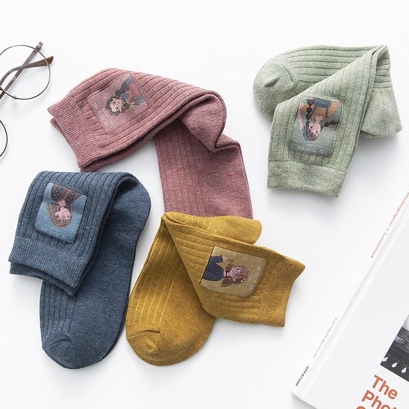 Tất cao cổ dệt kim in hình cô gái GIRL EMOTION siêu cá tính cho Nàng T/149