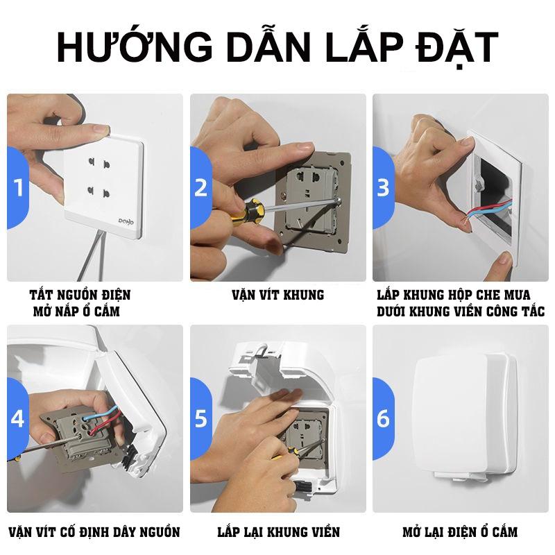 Hộp Chống Nước ổ cắm điện - Hộp Che Mưa cho ổ cắm điện âm tường hình vuông và chữ nhật 