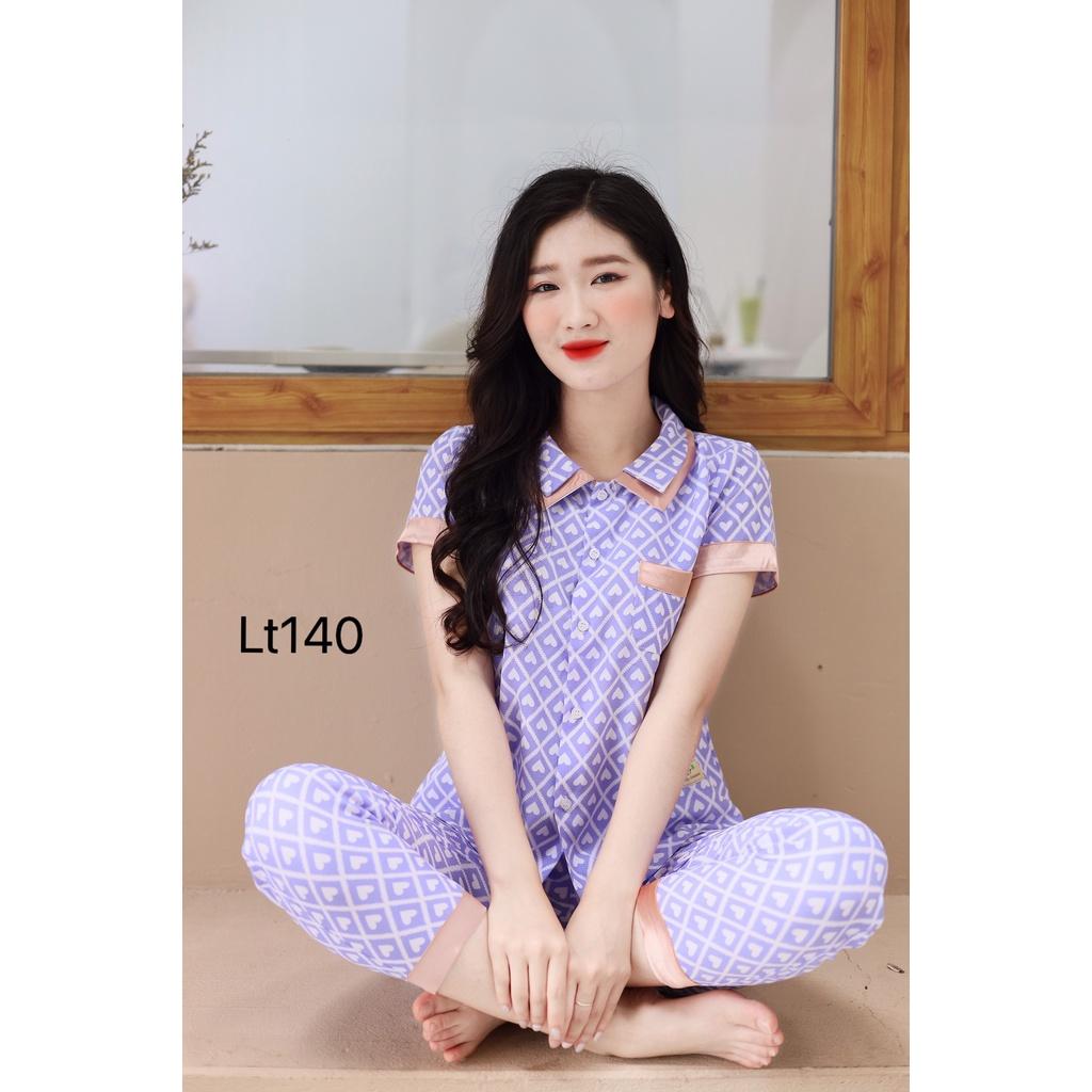 Bộ quần áo ngủ áo cộc quần dài chất lụa mềm mịn