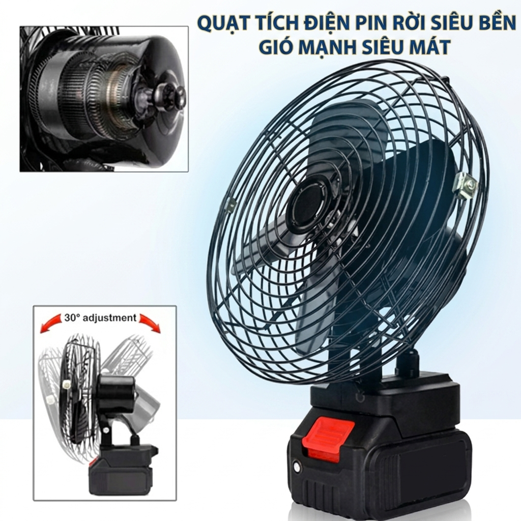 Quạt Tích Điện Pin Lithium 10 Cell Loại Xịn – Tháo Rời Dễ Dàng, Gió Siêu Khỏe, Độ Bền Cao, Dùng Dài Lâu, đèn trang trí, đồng hồi treo tường