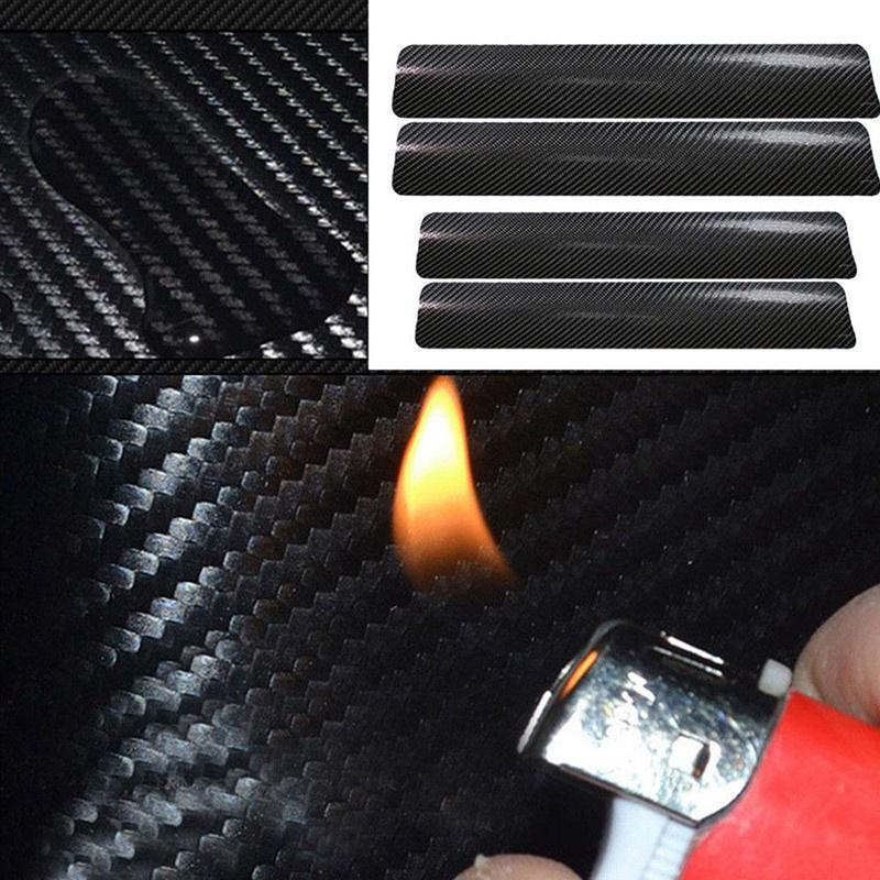 Bộ 4 Miếng Dán Bảo Vệ Chống Trầy Xước Cửa Xe Hơi 3D Bằng Sợi Carbon Kèm Lưỡi Gạt