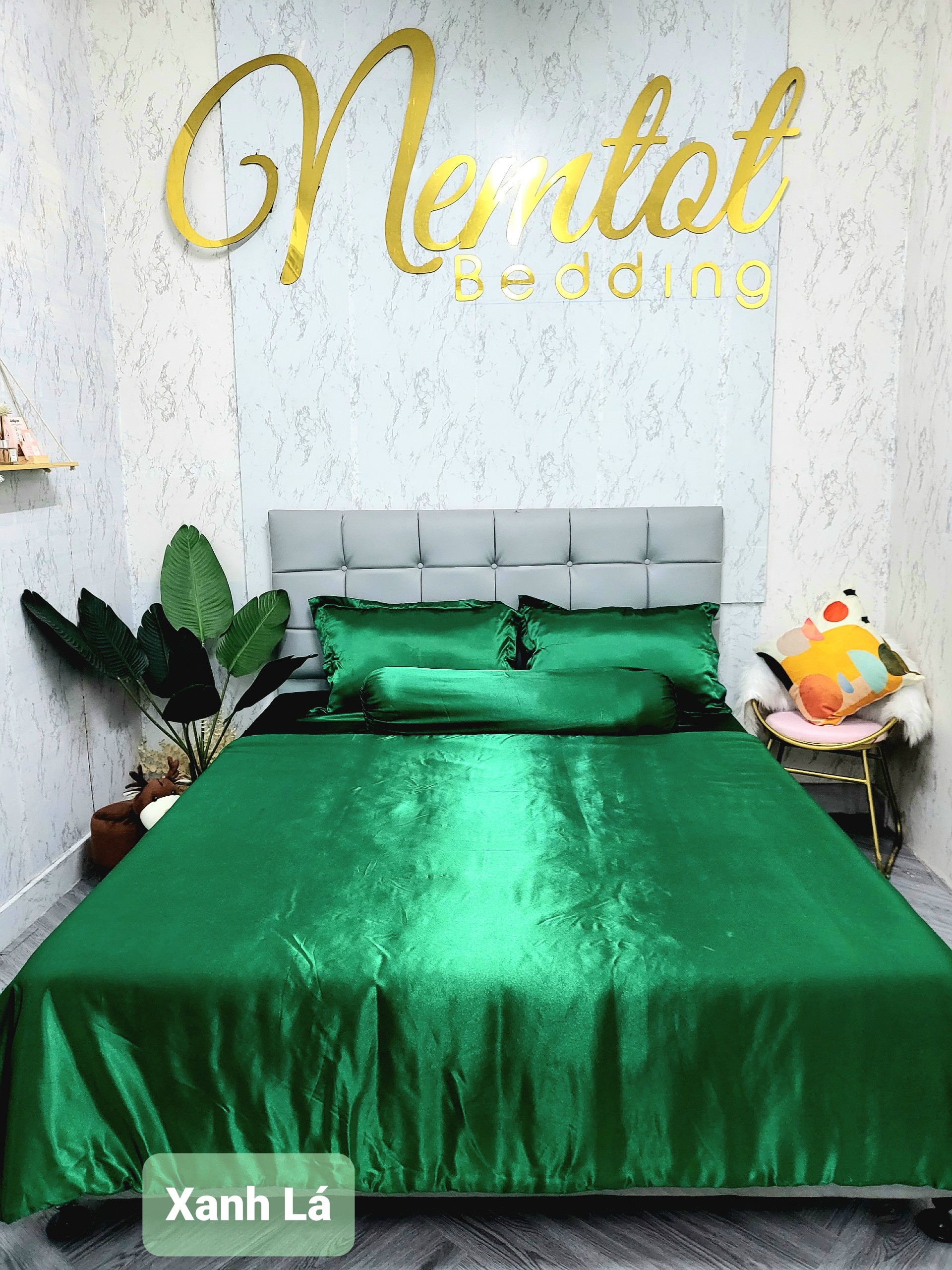 GIẢM % Ga bộ phi lụa Thái Tuấn cao cấp loại 1, bộ 4 món ga nệm và áo gối phi lụa hàng may - NEMTOTBEDDING