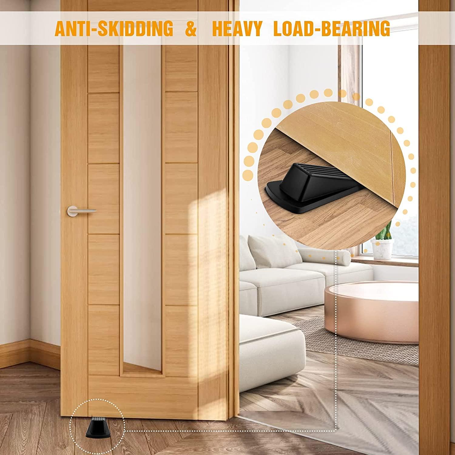 3 miếng chặn cửa cho đáy cửa trên sàn, khoảng trống cửa, nêm chặn cửa cao su, có thể xếp chồng lên nhau chắc chắn