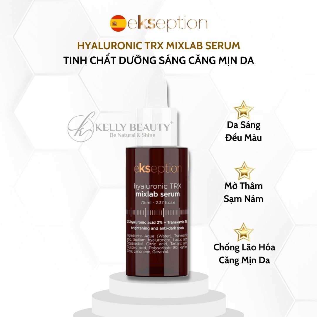 Ekseption Hyaluronic TRX mixlab serum - Tinh Chất Sáng Da, Mờ Thâm Nám Sạm; Cấp Ẩm Căng Mịn Da - Kelly Beauty