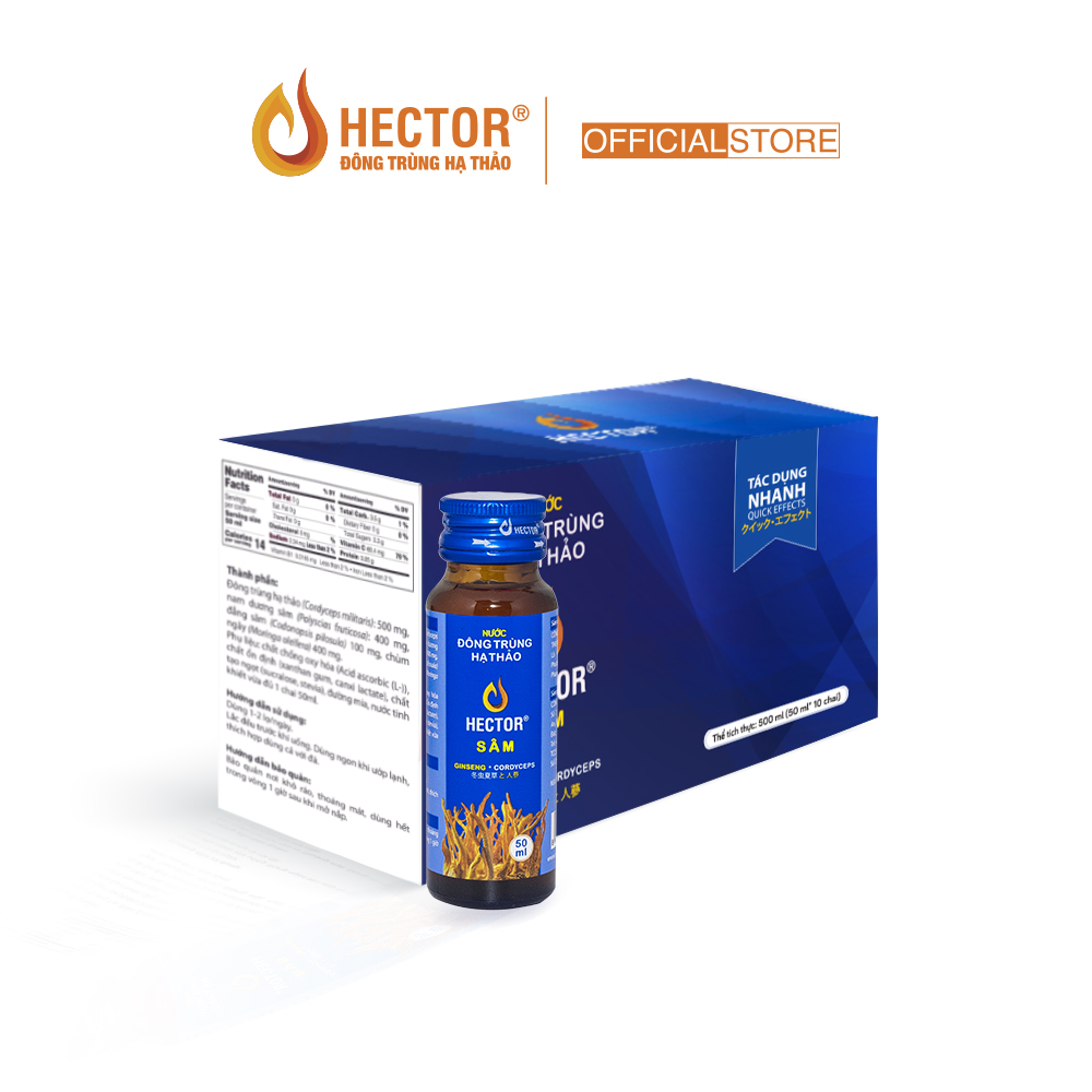 Hector Đông Trùng Hạ Thảo Sâm Chính Hãng Hộp 10 Chai x 50ml Tăng Cường Sinh Lực