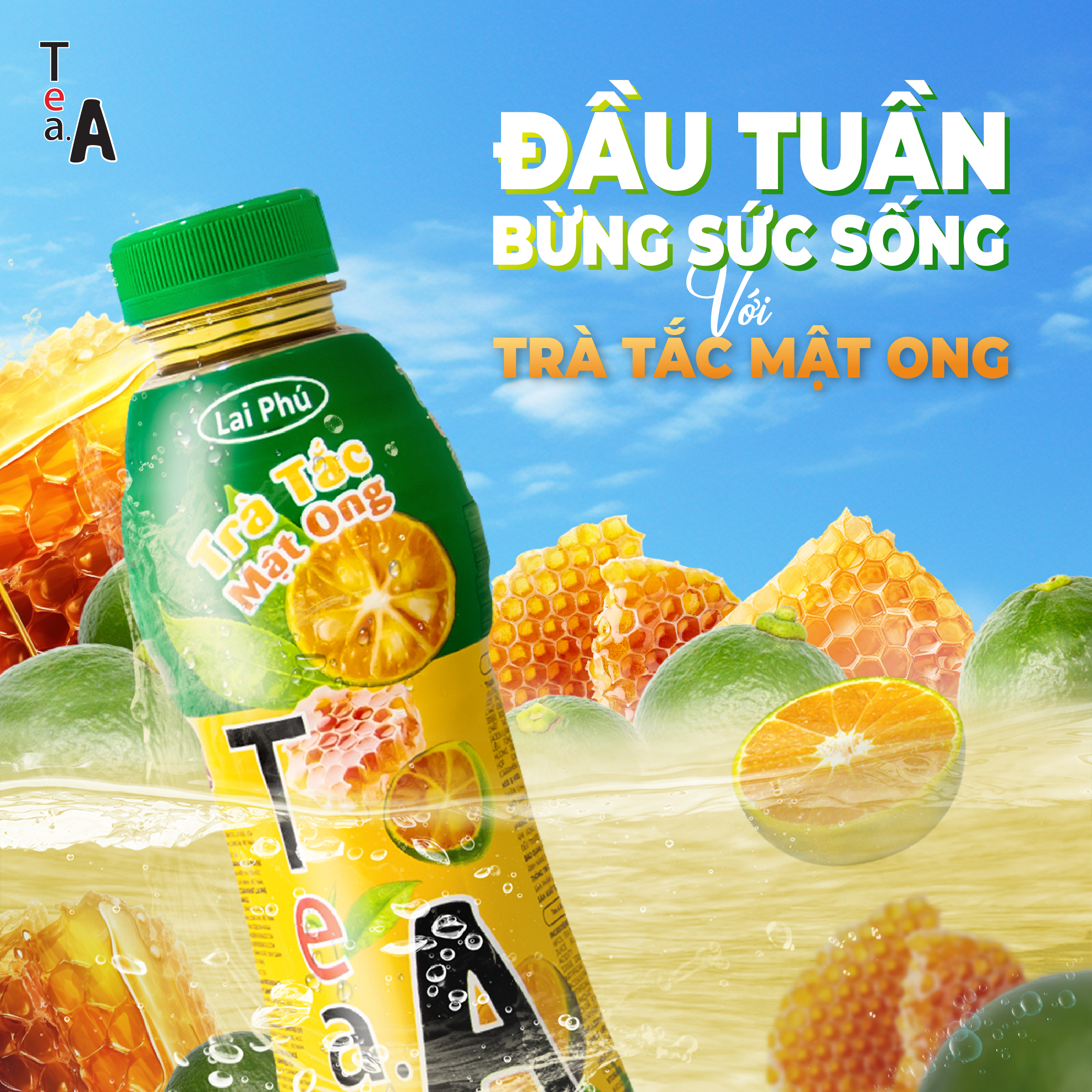 Trà Tắc Mật Ong Tea A Chai 450ml - Thùng 24 Chai