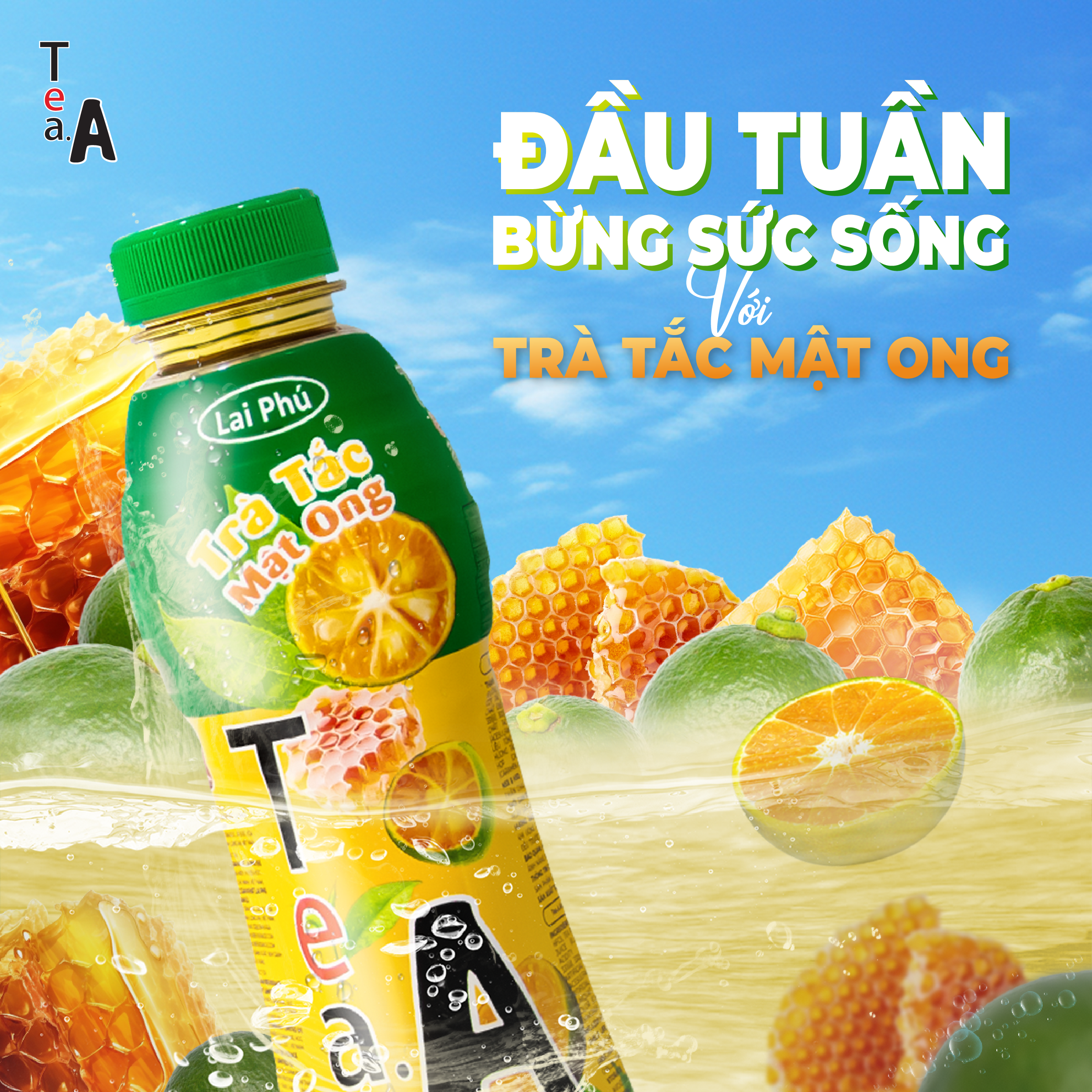 Trà Tắc Mật Ong Tea A Chai 450ml - Lốc 6 Chai