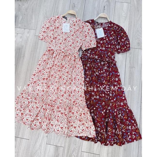 VÁY MAXI HOA NHÍ VINTAGE KÈM DÂY ĐAI