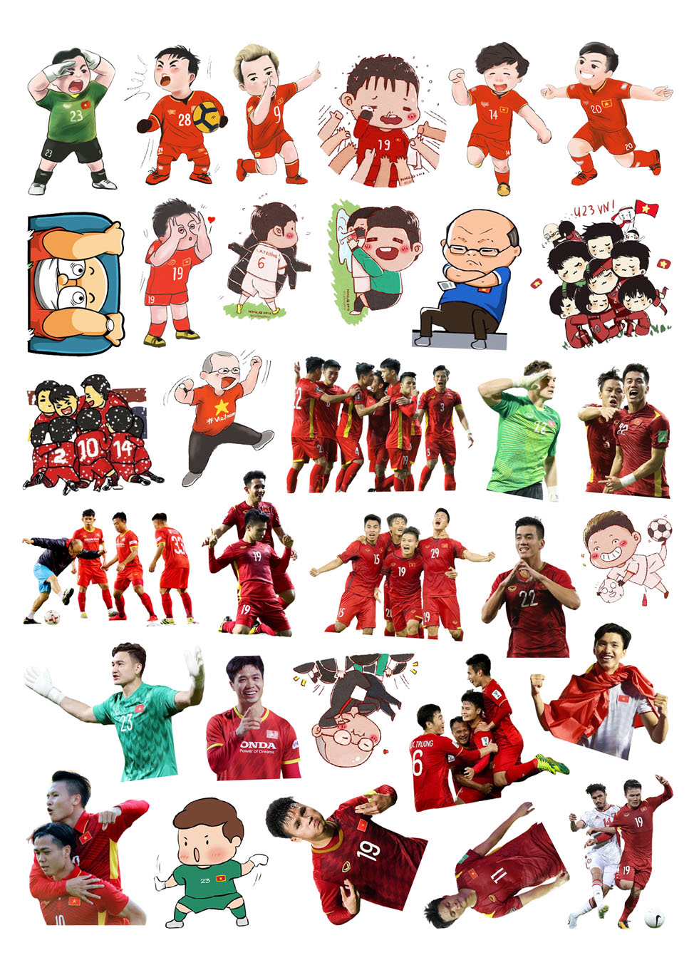 Sticker cầu thủ bóng đá Việt NAM Set 30