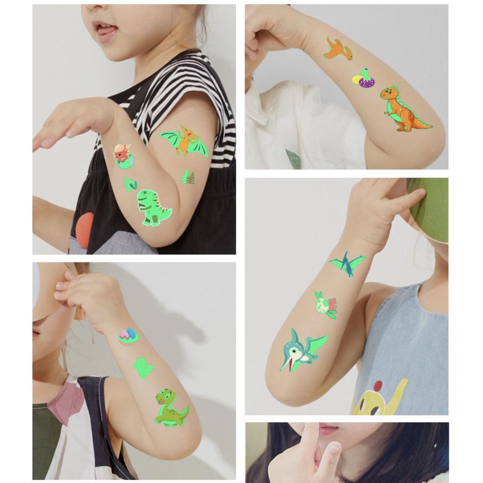 Sticker hình xăm phản quang dán tuổi thơ TATOO NHIỀU CHỦ ĐỀ ĐỘNG VẬT BIỂN KHỦNG LONG NGƯỜI MÁY đồ chơi bé trai bé gái