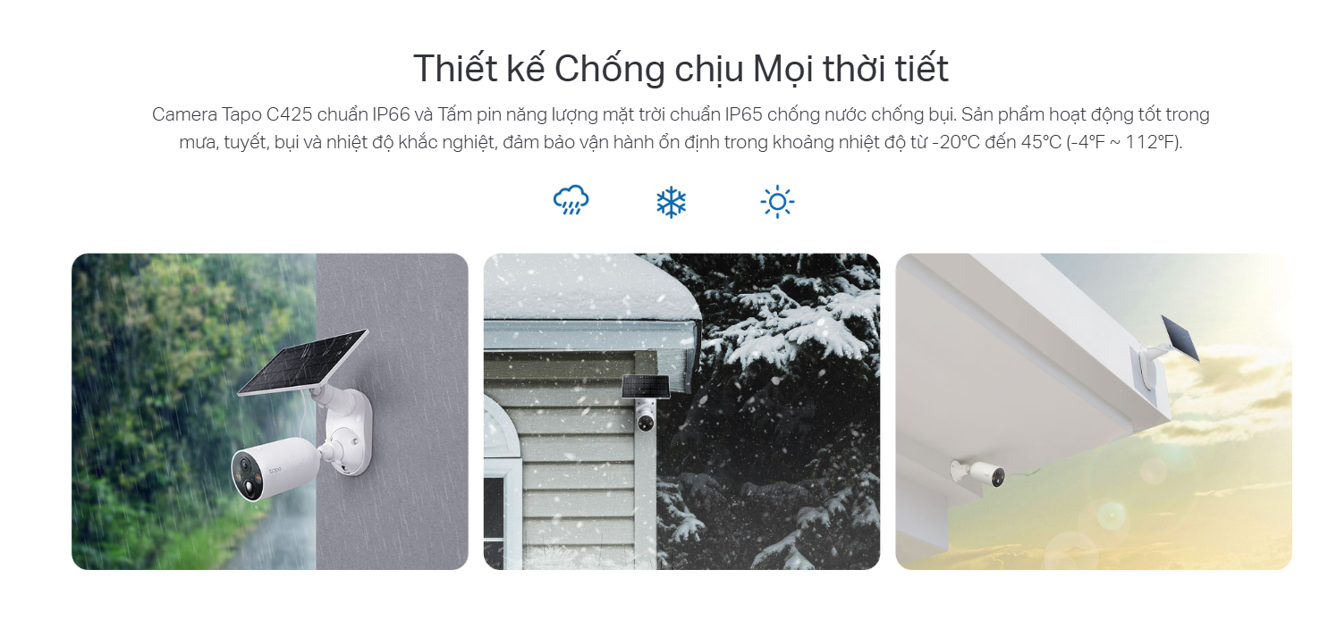 CAMERA WIFI NGOÀI TRỜI TAPO C425 KIT 4MP TẶNG KÈM PIN NĂNG LƯỢNG - CẢNH BÁO ĐÈN VÀ CÒI, TÙY CHỈNH VÙNG CHUYỂN ĐỘNG