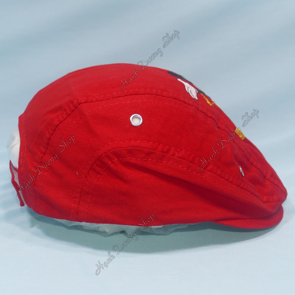 Mũ bê rê trẻ em dành cho bé từ 2 đến 4 tuổi thêu hình chuột Mickey thời trang, có đuôi dán tăng giảm size như ý