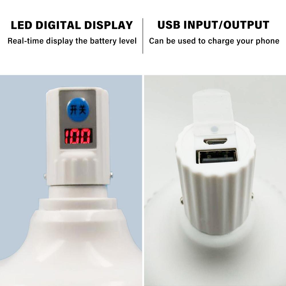 Đèn LED di động USB cung cấp năng lượng khẩn cấp, không thấm nước, 3 chế độ ánh sáng và có móc treo