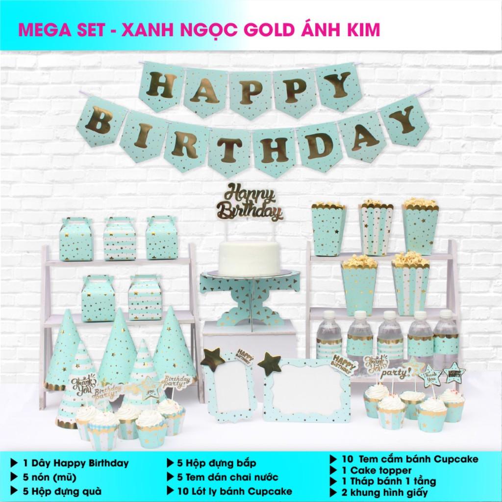Bộ Trang Trí Bàn Tiệc Sinh Nhật Ánh Kim