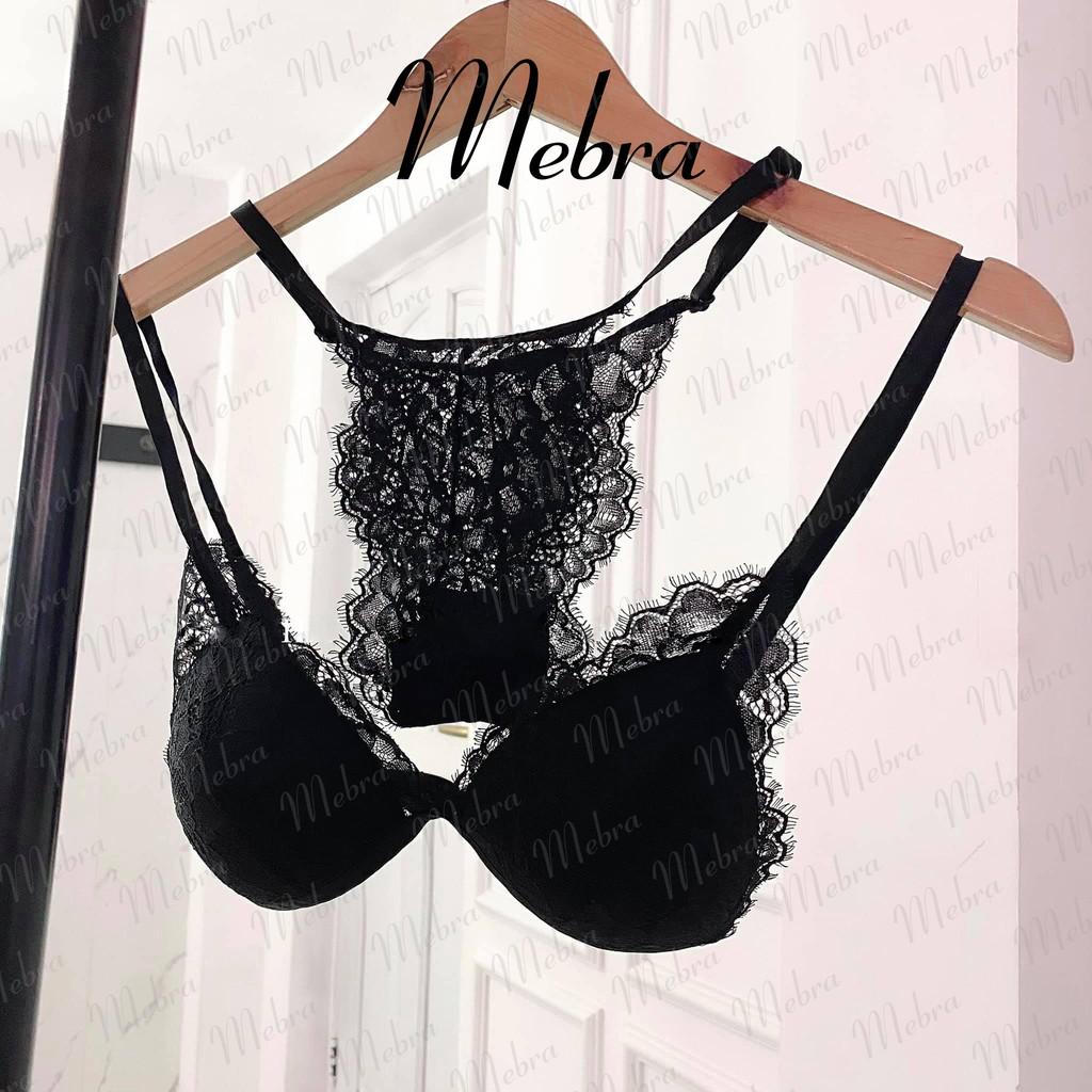 Áo bra ren không gọng mút mỏng lông mi đen sexy BLACK PREMIUM thương hiệu Mebra MA011