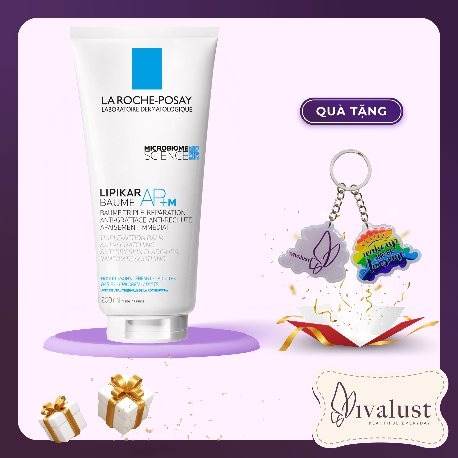 Kem Dưỡng Giảm Ngứa, Làm Dịu Da Khô Mẩn Đỏ Và Viêm La Roche-Posay Lipikar Baume AP+ M (200ml) + Quà tặng