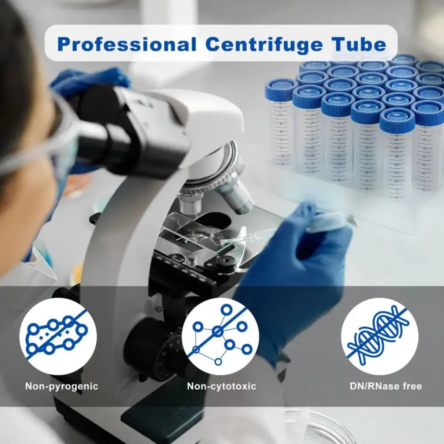 Ống ly tâm nhựa/ống Falcon 50ml-Flat Top, 25 cái/Bag, tiệt trùng (Centrifuge Tubes), Hãng Biologix- USA, hàng nhập khẩu chính hãng