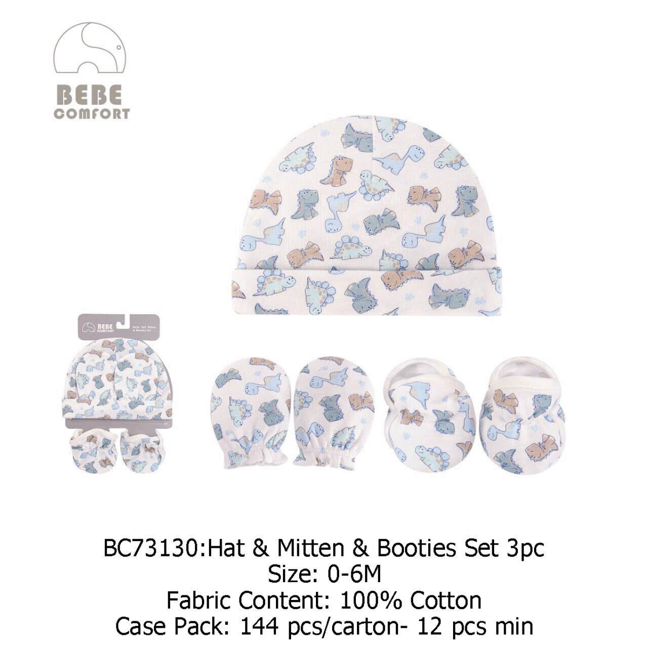 Set 3 món mũ/nón bao tay bao chân cho bé sơ sinh Bebe comfort