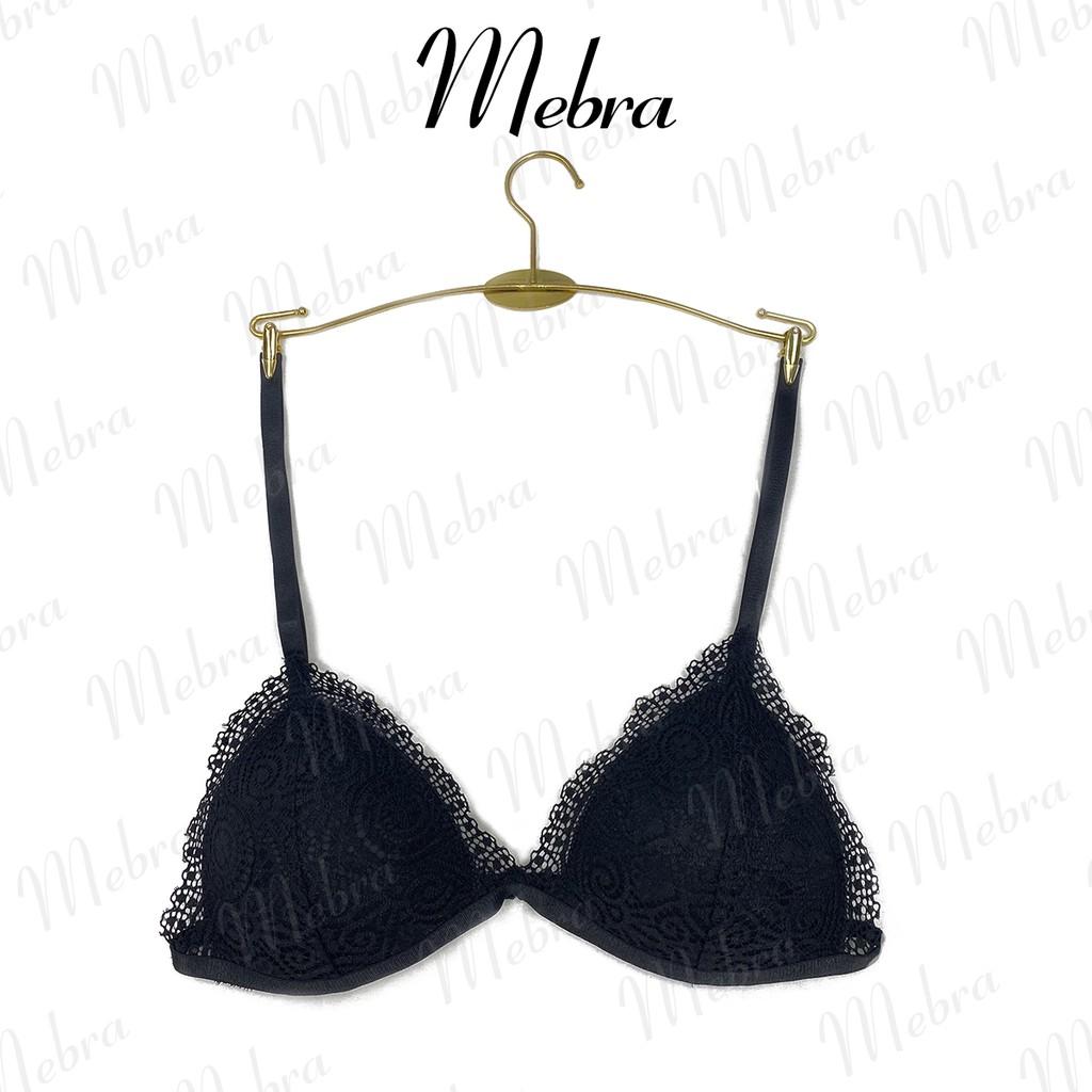 Áo lót nữ bralette không gọng mút vừa ren hoa màu đen thiết kế sexy gợi cảm thương hiệu Mebra _ MA018