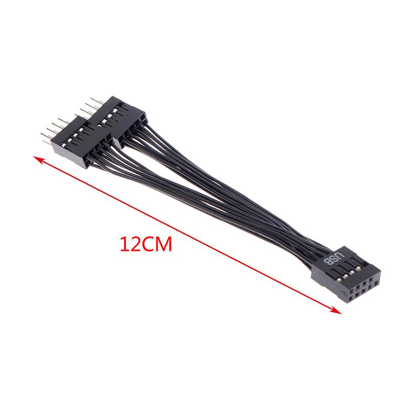 1PC Máy tính Bo mạch chủ USB Cáp mở rộng 9 pin 1 nữ đến 2 nam Y Slepter Audio Audio HD Cáp mở rộng cho PC DIY 12cm