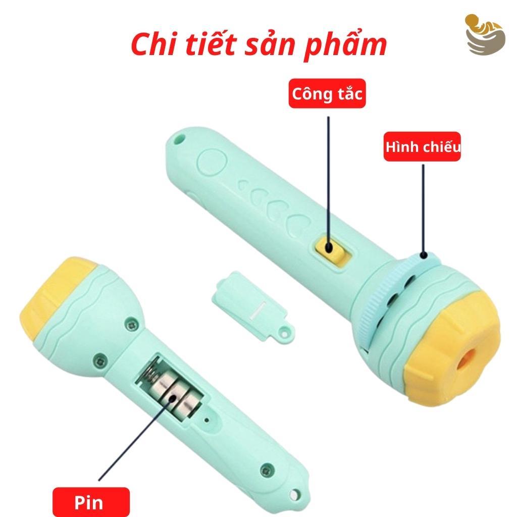 Đèn Pin Chiếu Hình Cho Bé 3D 80 hình và chủ đề Thông Minh Có Nhiều Hình Động Vật, hoa quả Đáng Yêu 