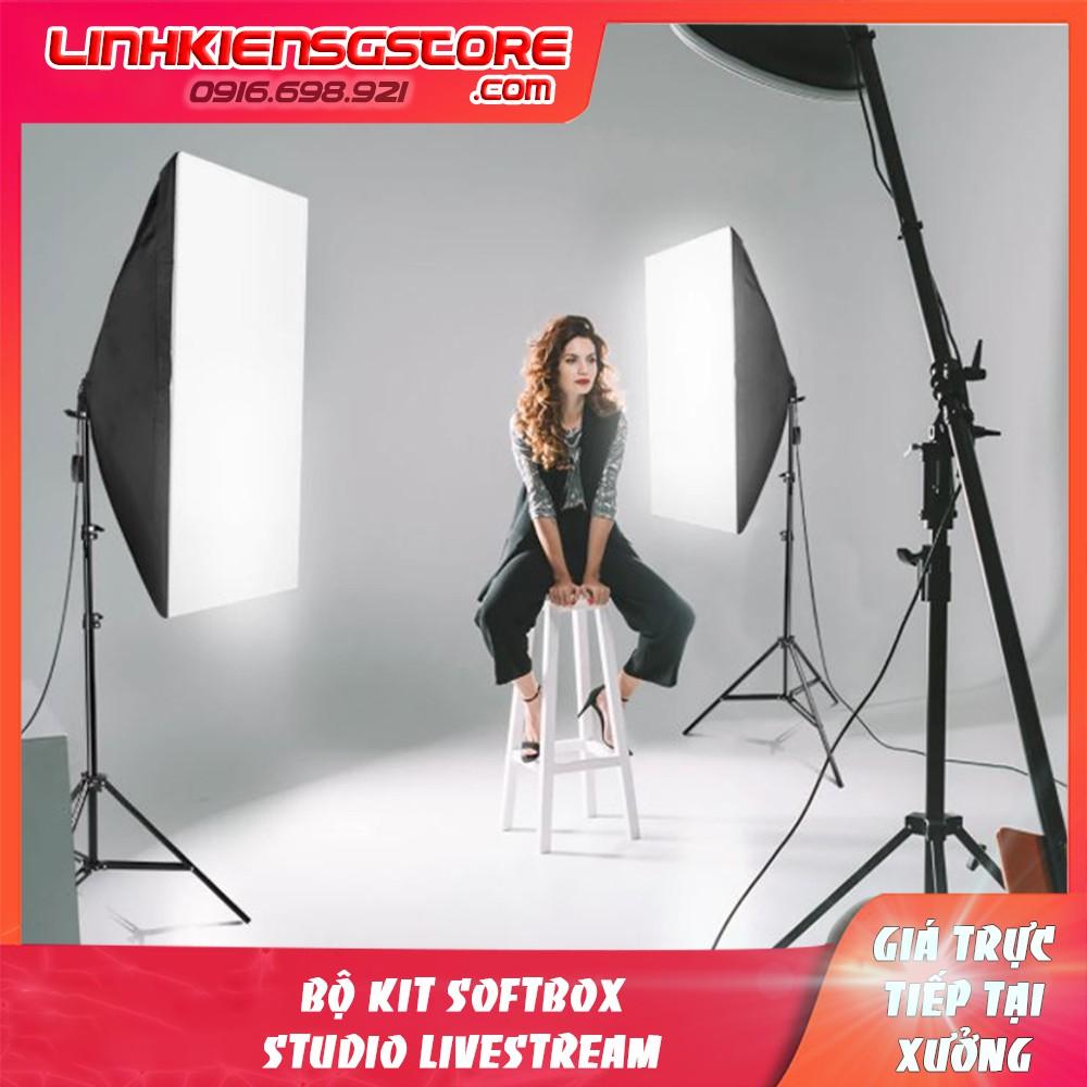 Hình ảnh Bộ đèn studio kèm softbox 50x70 có chân đèn, hỗ trợ hắt sáng chụp ảnh sản phẩm (Không bóng đèn)