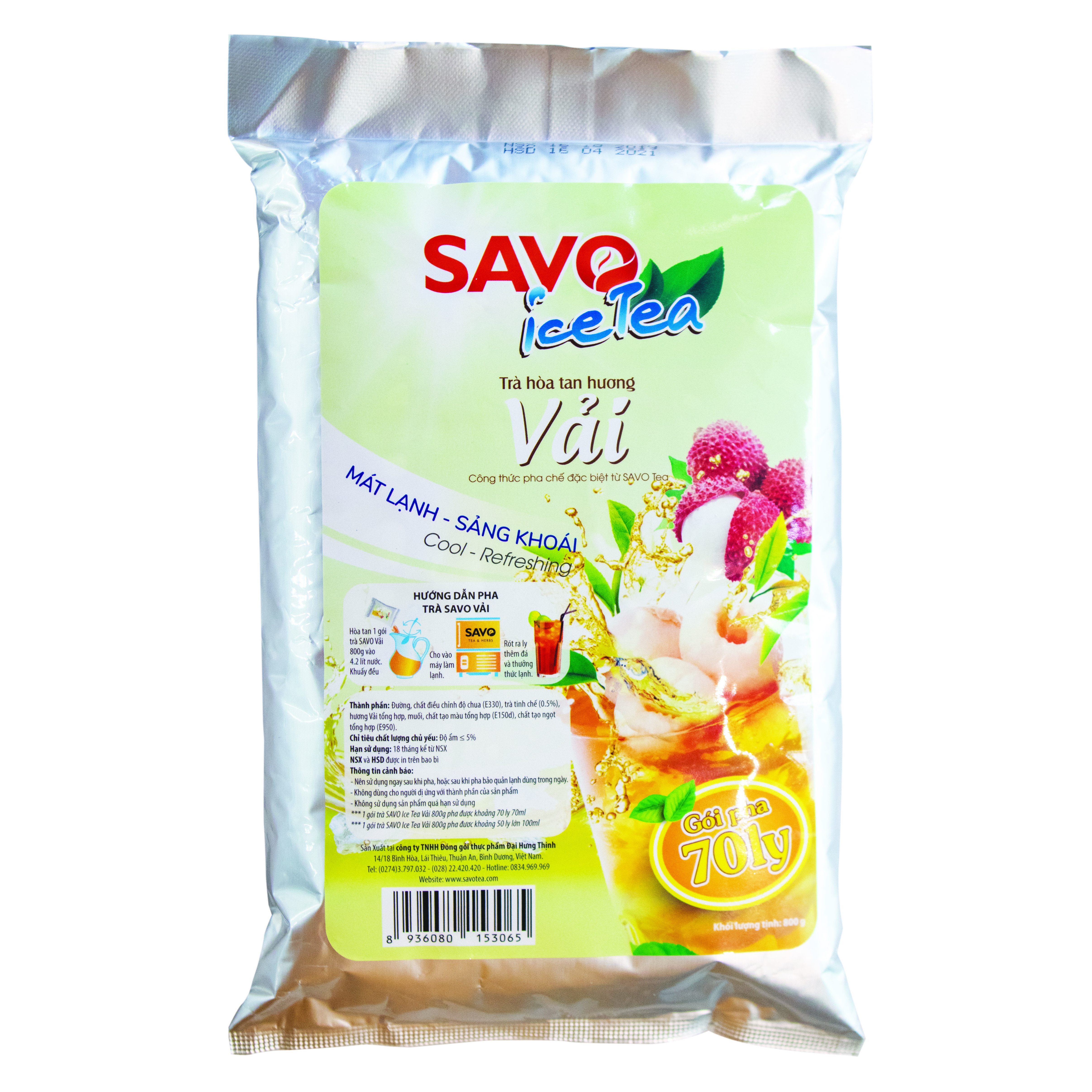 Trà SAVO Ice Tea Vải ( Lychee Ice Tea ) - Túi x 800gr