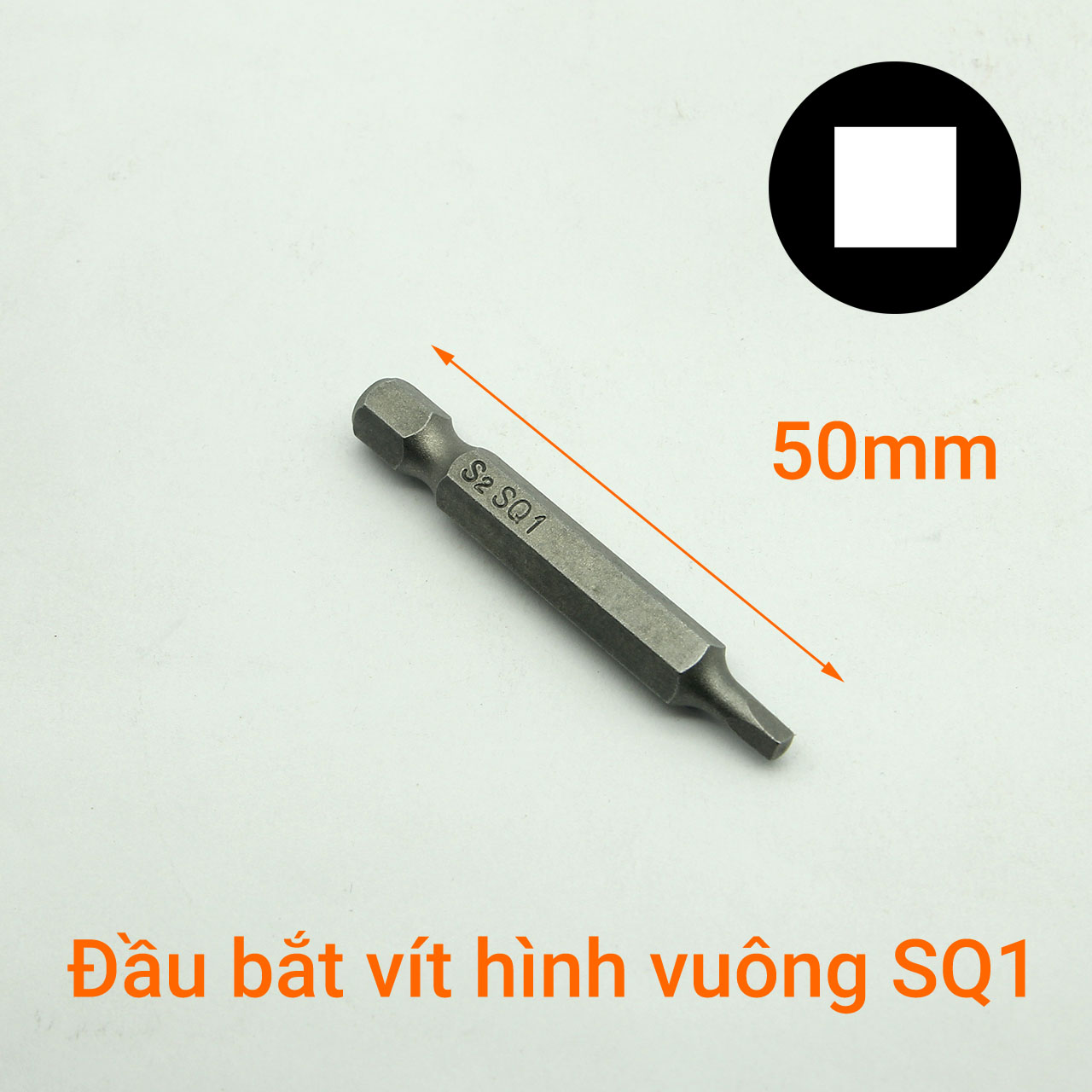 Đầu bắt vít hình vuông dài 50mm chuôi lục thép S2