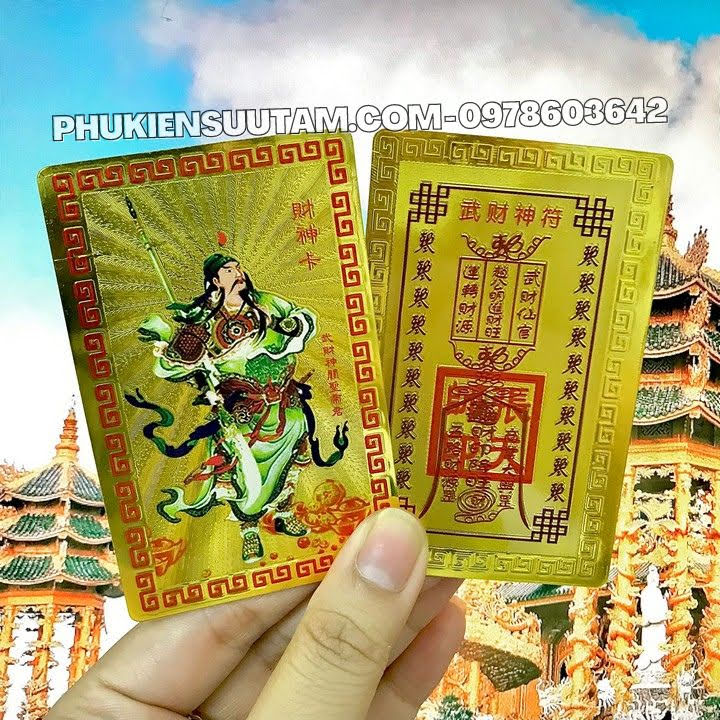 Thẻ Kim Bài Quan Vũ Quan Công, kích thước: 8.3cmx5.3cmx0.2cm, màu: vàng - SP005737