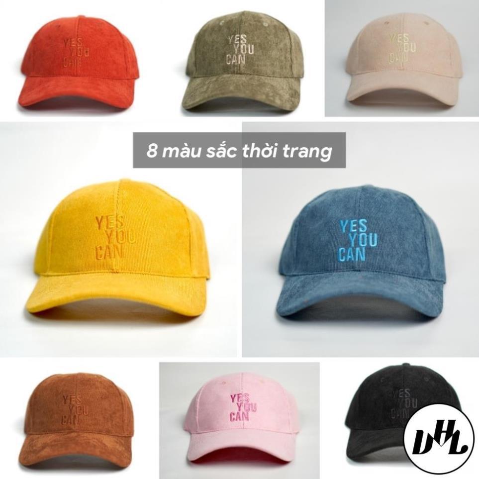 Mũ lưỡi trai ️ Nón kết thêu chữ Yes You Can phong cách Ulzzang form unisex nam nữ N06