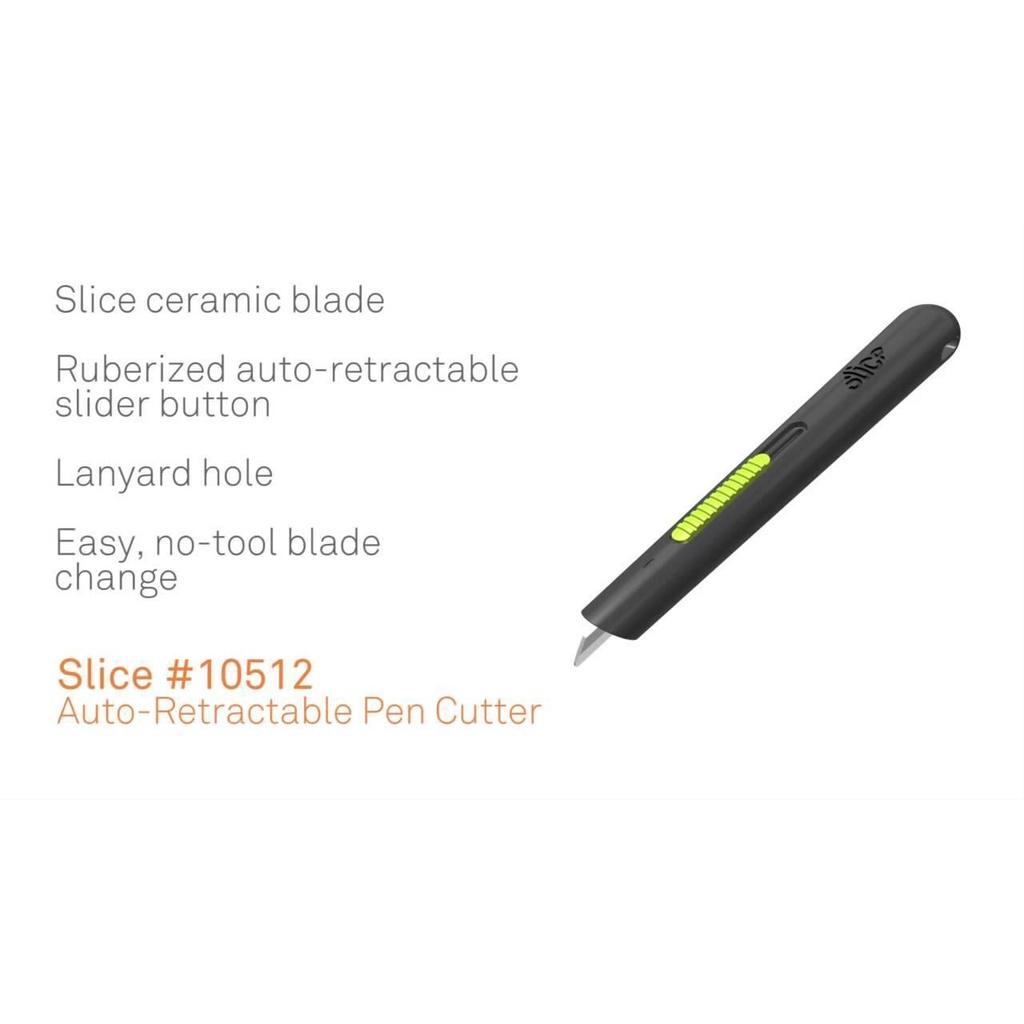 Bút cắt an toàn dáng bút bằng gốm sứ SLICE 10512 Auto-Retractable Ceramic Pen Cutter tự động rút lưỡi đúng lúc