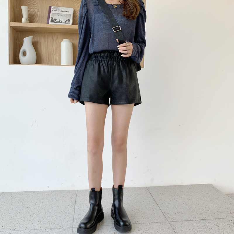 Quần da nữ cao cấp xẻ tà ống rộng xinh đẹp quần short da bigsize nữ lưng cao có chun túi rộng phù hợp đi làm đi chơi