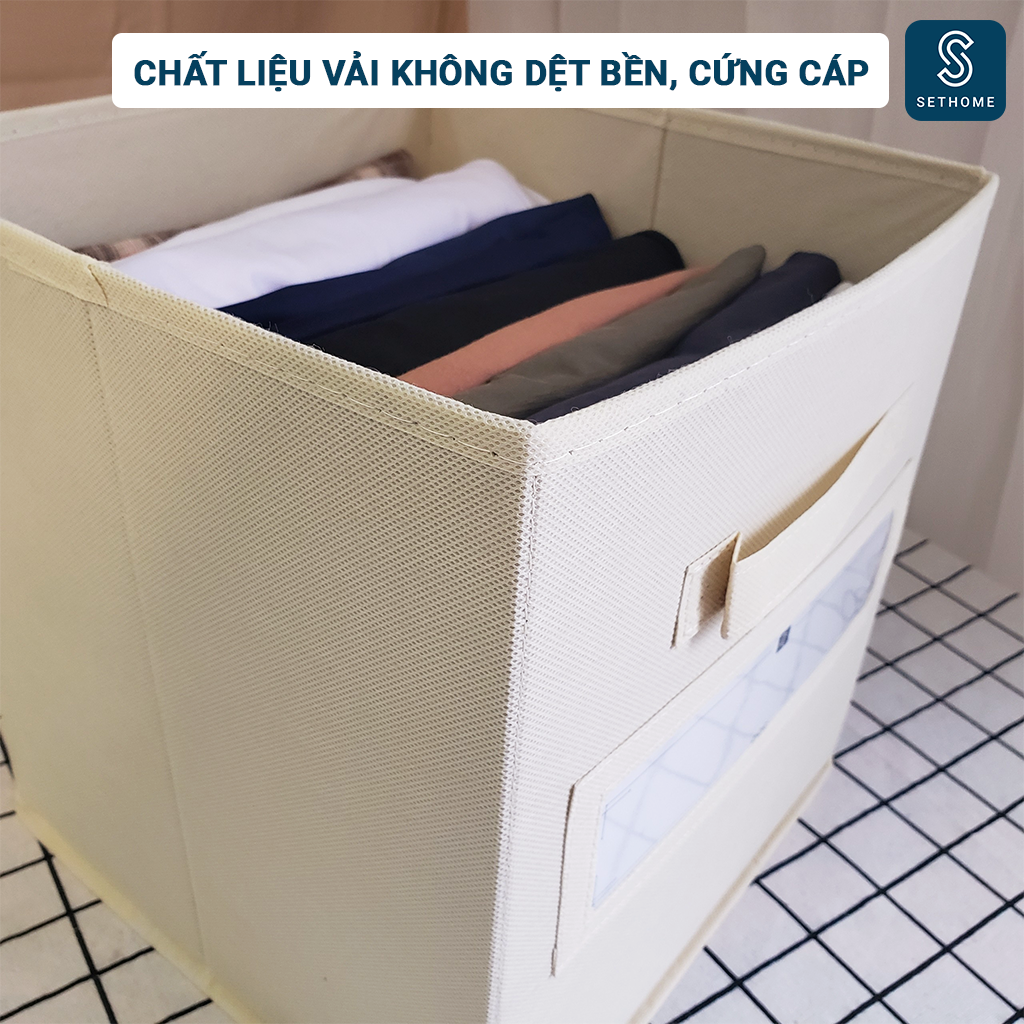 Hộp vải đựng quần áo vuông SETHOME đa năng giỏ đựng đồ lót sách vở đồ cá nhân thùng đựng mỹ phẩm cao cấp dễ dang gấp gọn