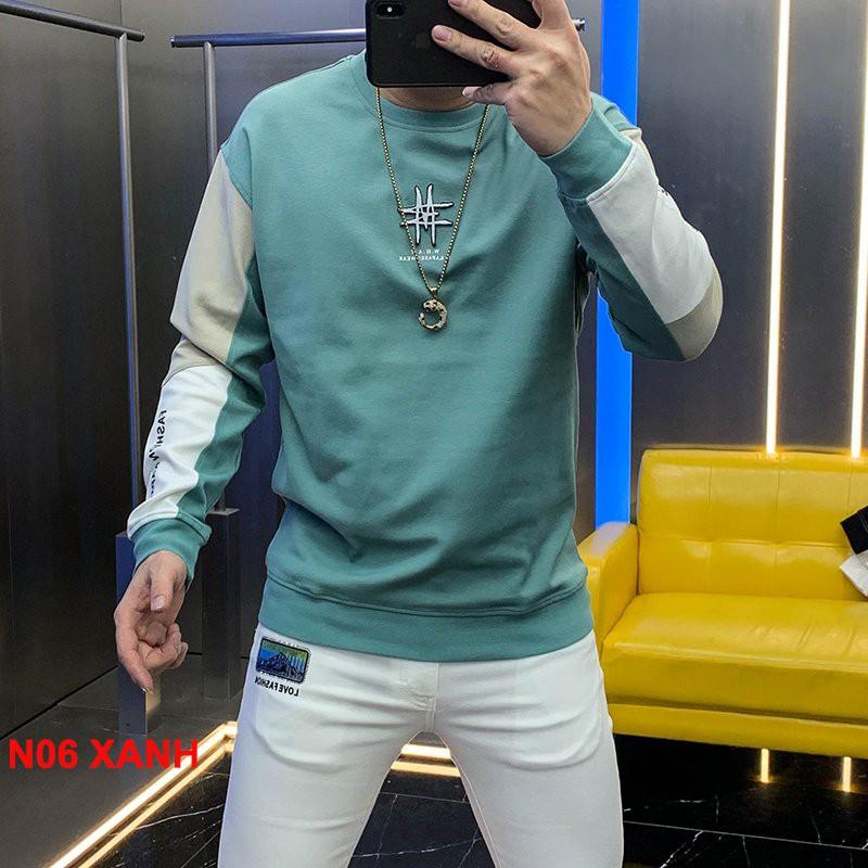 Áo SWEATER - Nỉ Thu Đông dài tay nam N06 Đen chất da cá dày đẹp màu Trắng