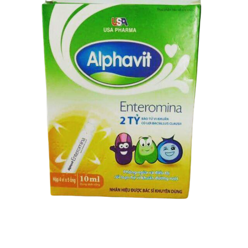 Alphavit men Enteromina giúp bé hấp thu và tiêu hóa tốt - bé ăn ngon chống táo bón tiêu chảy Hộp 20 ống