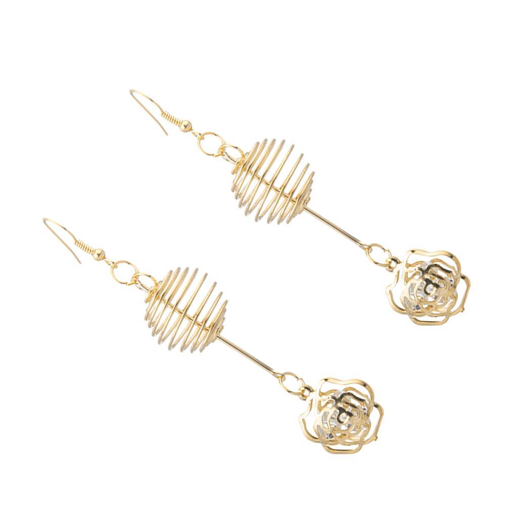 Womens Gold  Crystal Drop Hook Earrings Wedding Party Flower Earrings