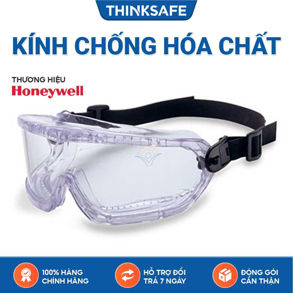 Kính bảo hộ chống hóa chất VMAXX kính bảo vệ ôm sát mặt, chống văng bắn, chống đọng hơi sương (xanh trong suốt)