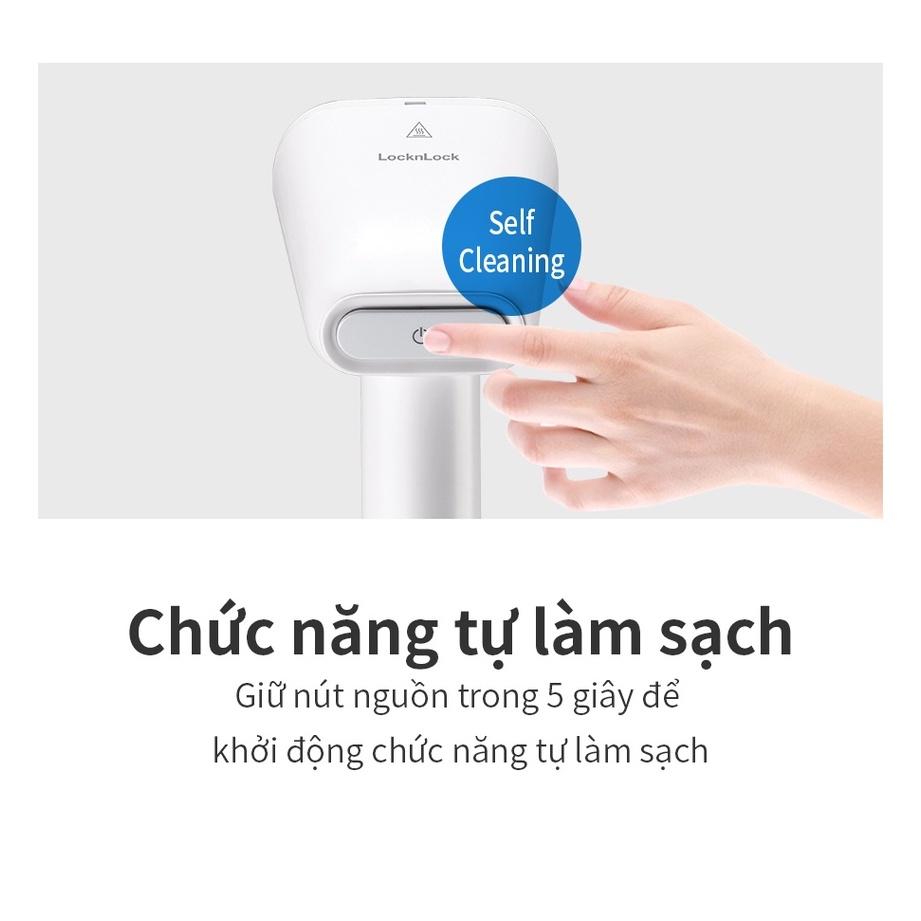 Bàn ủi hơi nước cầm tay Lock&amp;Lock ENI223WHT - Hàng chính hãng, mặt là phủ sứ, làm nóng nhanh trong 30s - Hapos