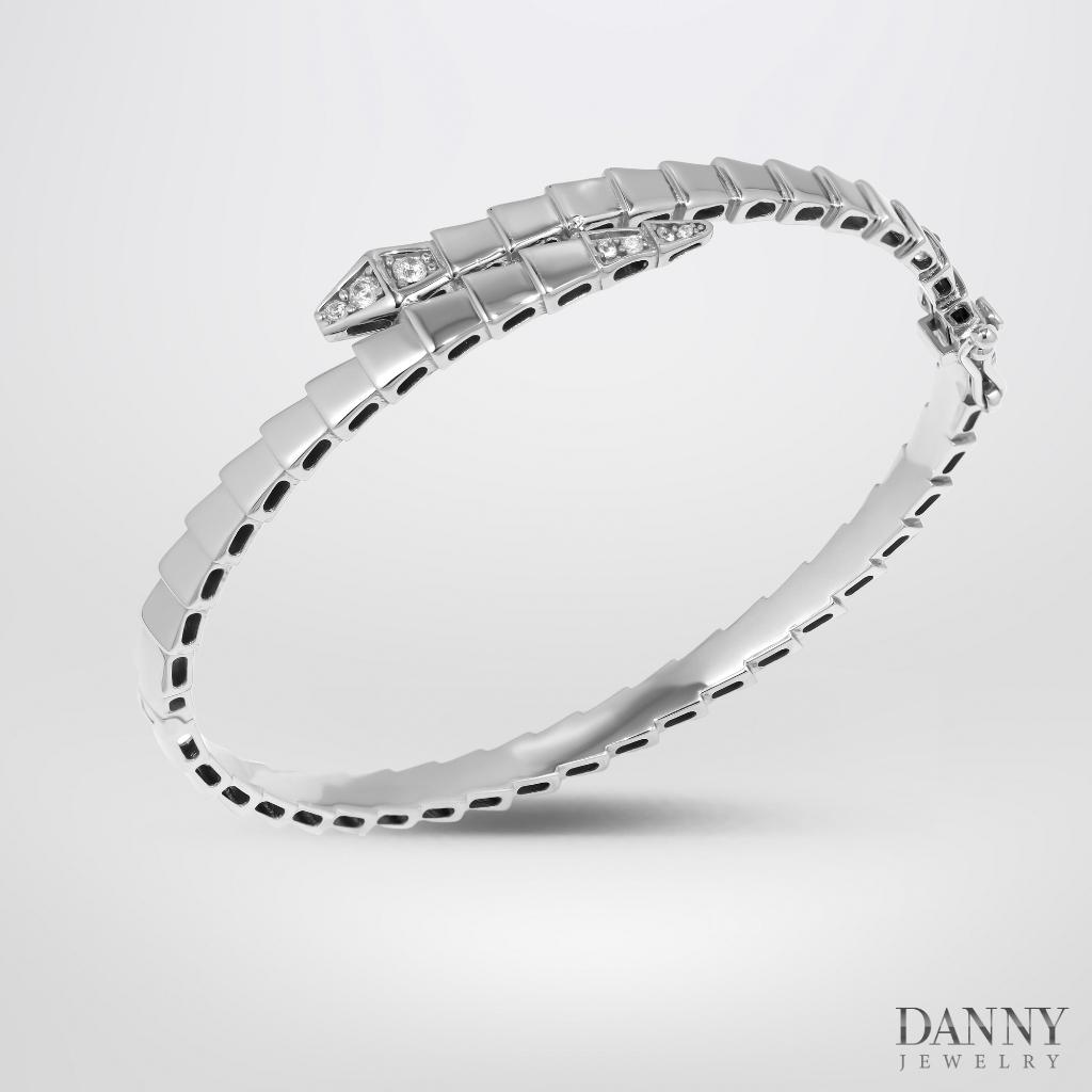 Vòng Tay Danny Jewelry Bạc Thổ Nhĩ Kỳ Xi Rhodium Biểu Tượng Rắn Đính Đá CZ LT002TNK